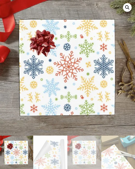 Christmas Wrapping Paper | Holiday Gift Wrap | Rainbow Flakes 58" x 23" (1–5 Rolls) - Image 5